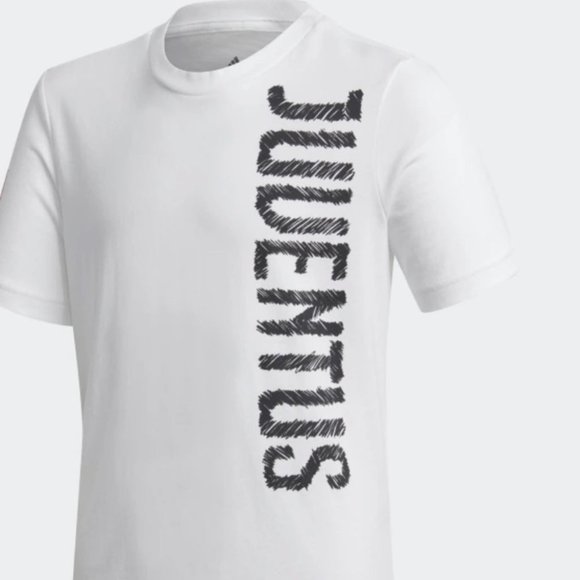 Adidas Kids White Juventus Club Graphic Tee Short Sleeve T-Shirt Size XS - Picture 1 of 4